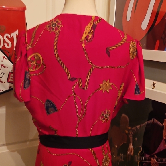 Ralph Lauren Black Label Red Midi Dress with Black Accent - Picture 7 of 11